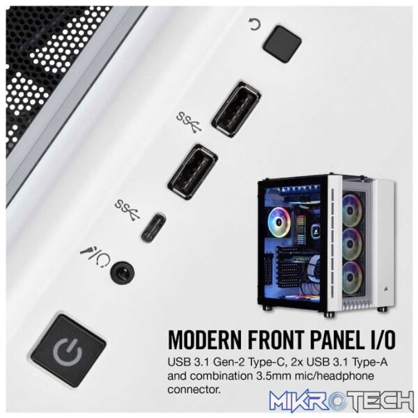 Corsair Crystal Series 680X White RGB E-ATX Chassis with Tempered Glass Side Panel - Image 8